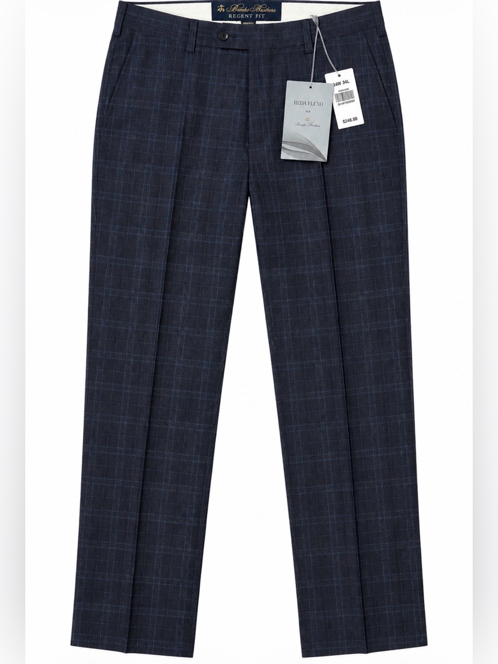 NWT Brooks Brothers Regent Fit Reda Flexo Wool Plaid Dress Pants 34W 34L